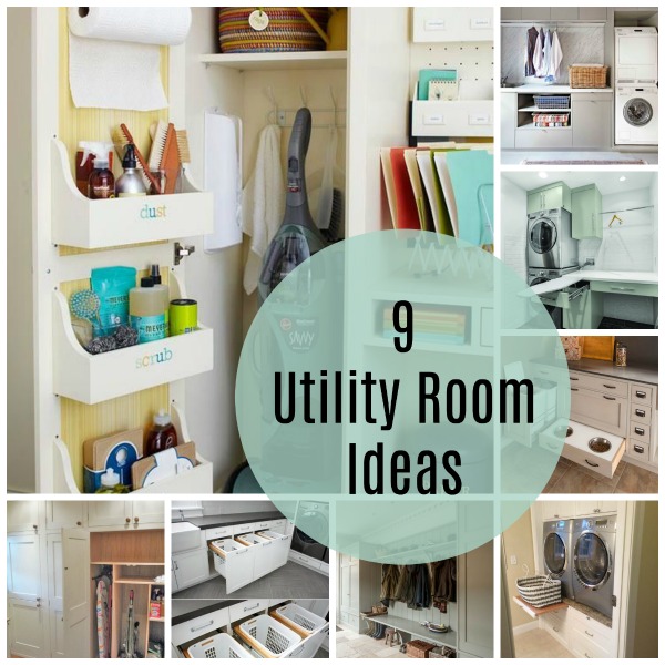 laundry room shelving in green themes